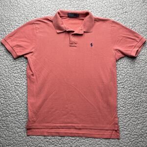 Polo Ralph Lauren Shirt Mens L Salmon Short Sleeve Green Pony Golf Polo Y2K